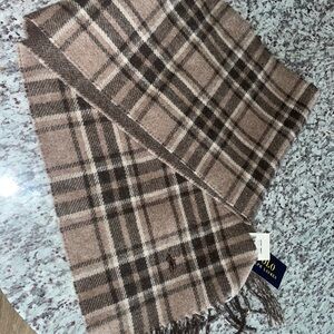 Polo by Ralph Lauren Tan and Brown Checkered Scarf